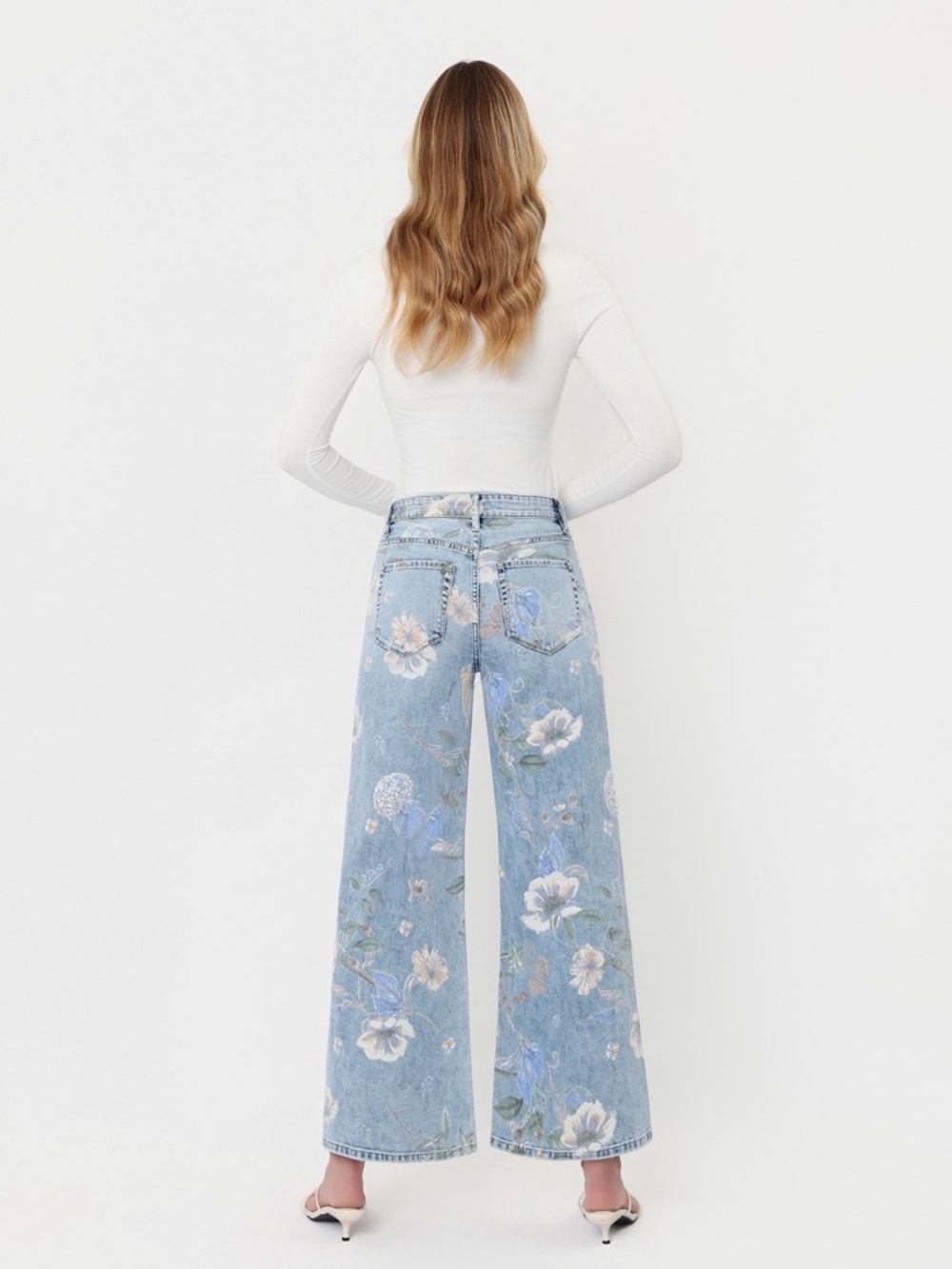 Flying Monkey Light Blue Floral Wide-Leg Jeans - Picture 5 of 6